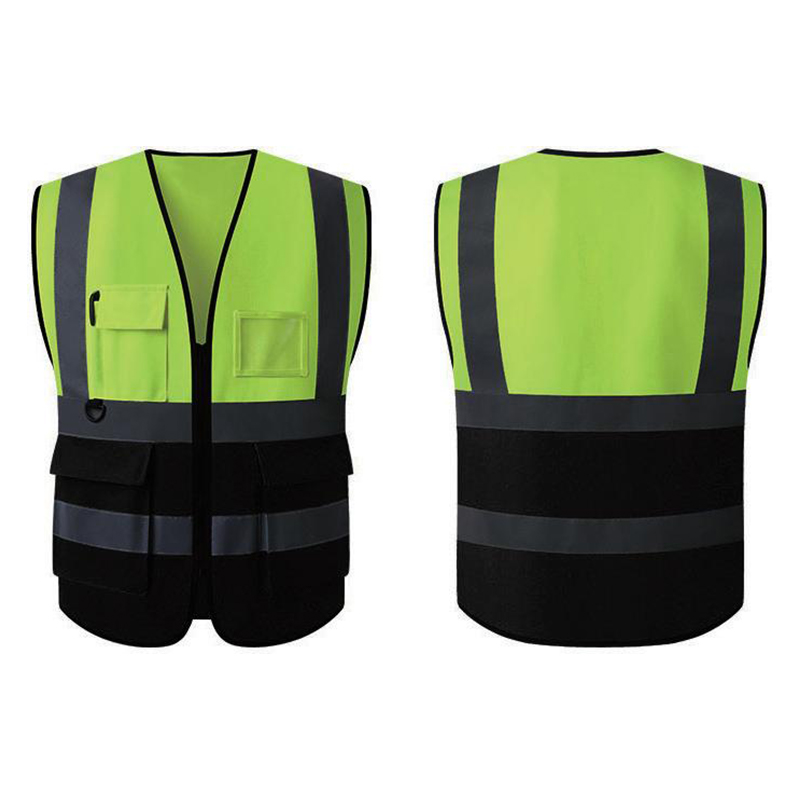 Four-bar Multi Pocket Color Blocking Zipper Reflective Vest