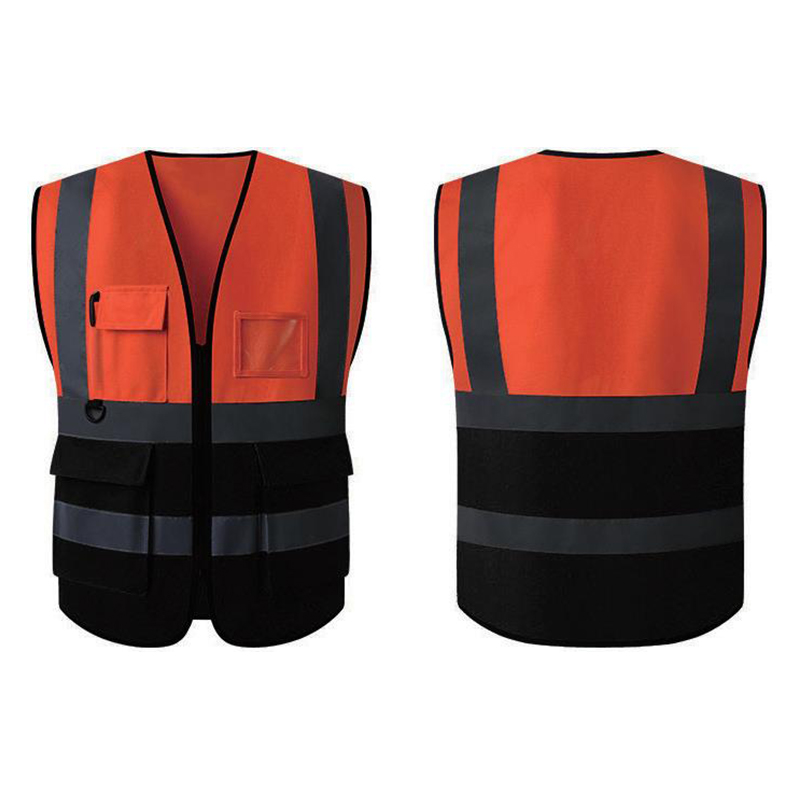 Four-bar Multi Pocket Color Blocking Zipper Reflective Vest