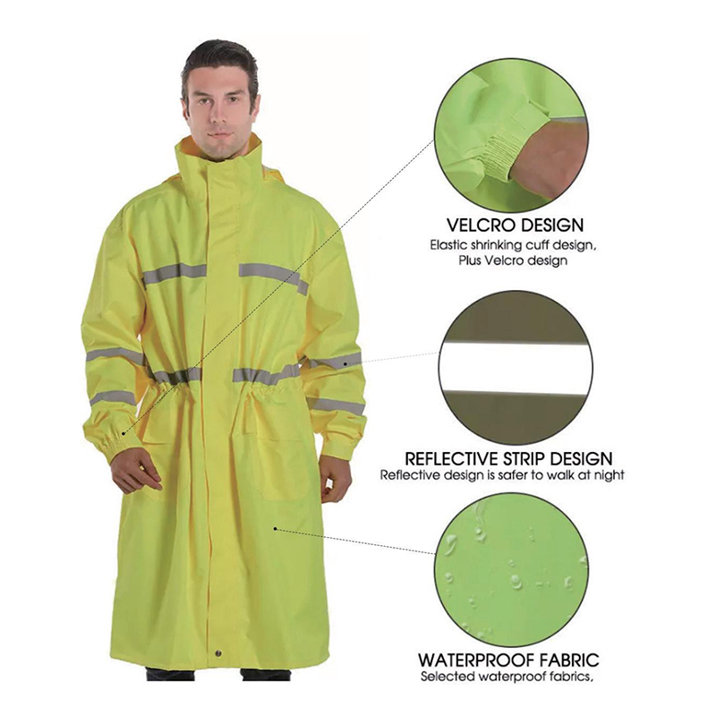 PVC Poncho Raincoat With Reflective Lines